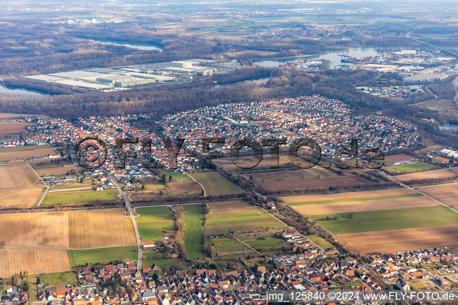 Lingenfeld dans le département Rhénanie-Palatinat, Allemagne vue du ciel