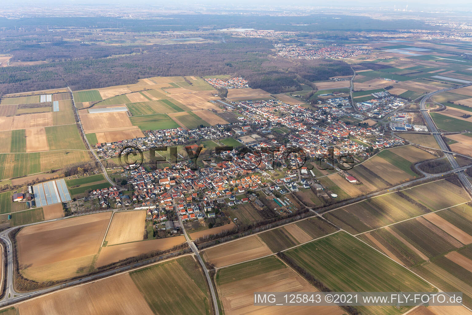 Image drone de Schwegenheim dans le département Rhénanie-Palatinat, Allemagne