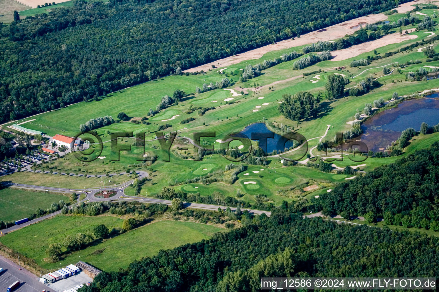 Vue oblique de Club de golf Landgut Dreihof SÜW à Essingen dans le département Rhénanie-Palatinat, Allemagne