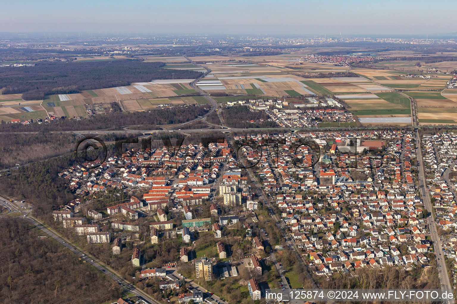 Vue aérienne de Nord à le quartier Rinkenbergerhof in Speyer dans le département Rhénanie-Palatinat, Allemagne