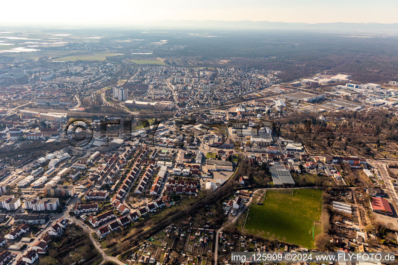 Vue aérienne de Ouest à le quartier Burgfeld in Speyer dans le département Rhénanie-Palatinat, Allemagne