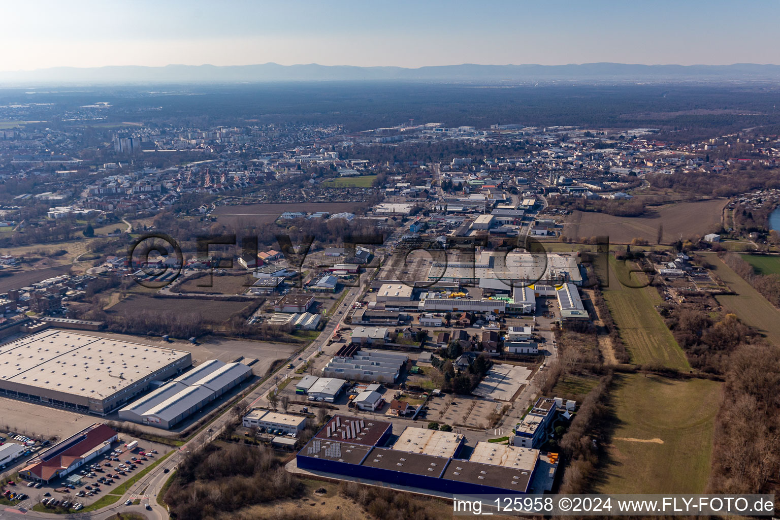 Vue aérienne de Zone industrielle de l'Auestrasse à Speyer dans le département Rhénanie-Palatinat, Allemagne