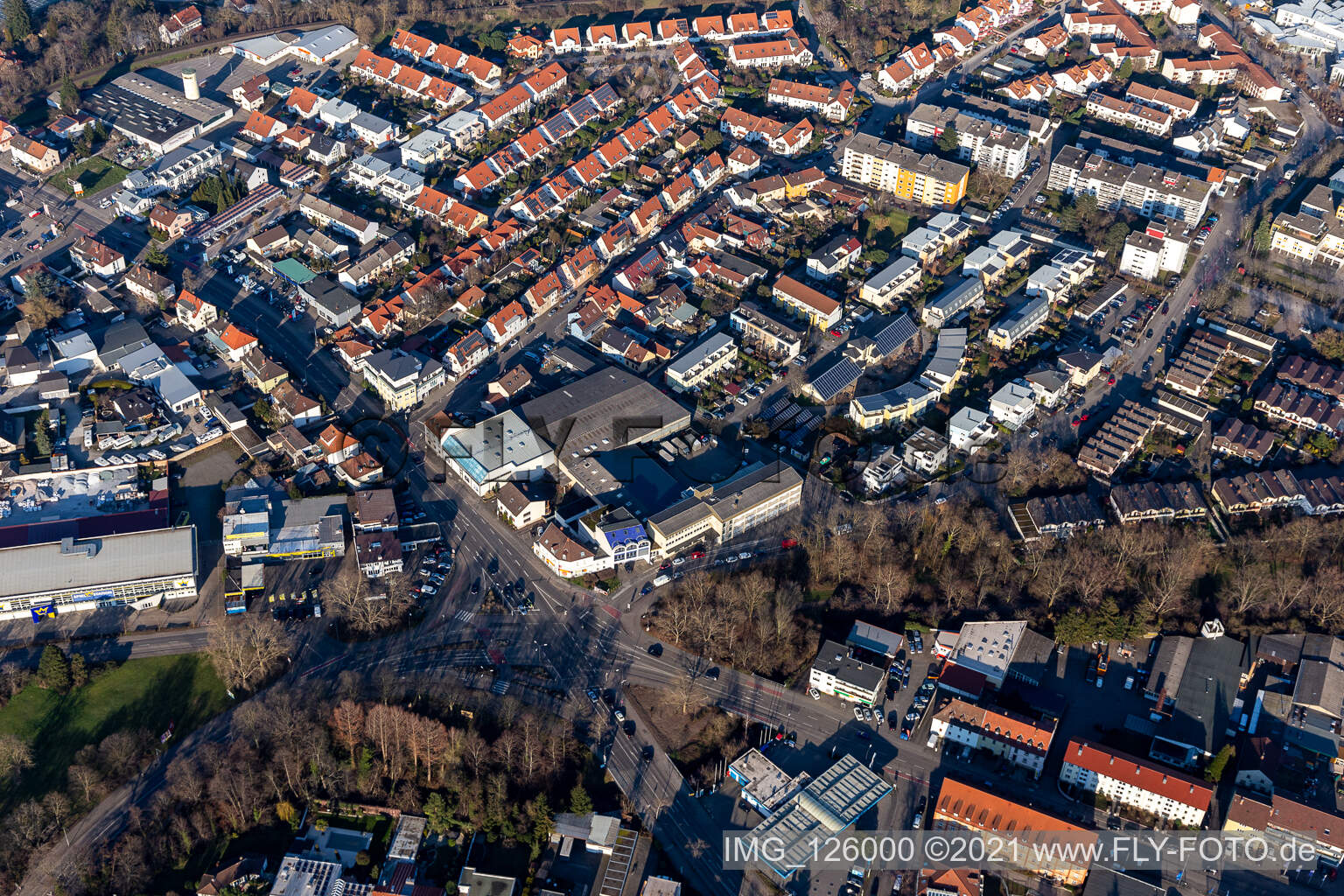 Vue aérienne de Intersection Bahnhofstrasse/Wormser Landstr à Speyer dans le département Rhénanie-Palatinat, Allemagne