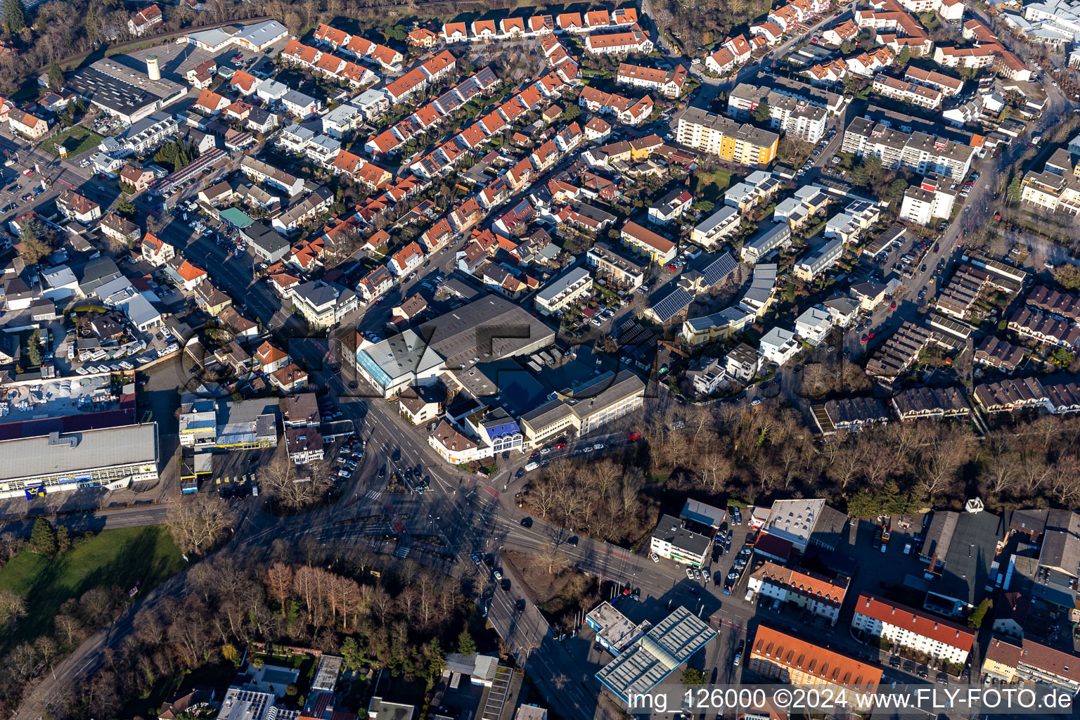 Vue aérienne de Intersection Bahnhofstrasse/Wormser Landstr à Speyer dans le département Rhénanie-Palatinat, Allemagne