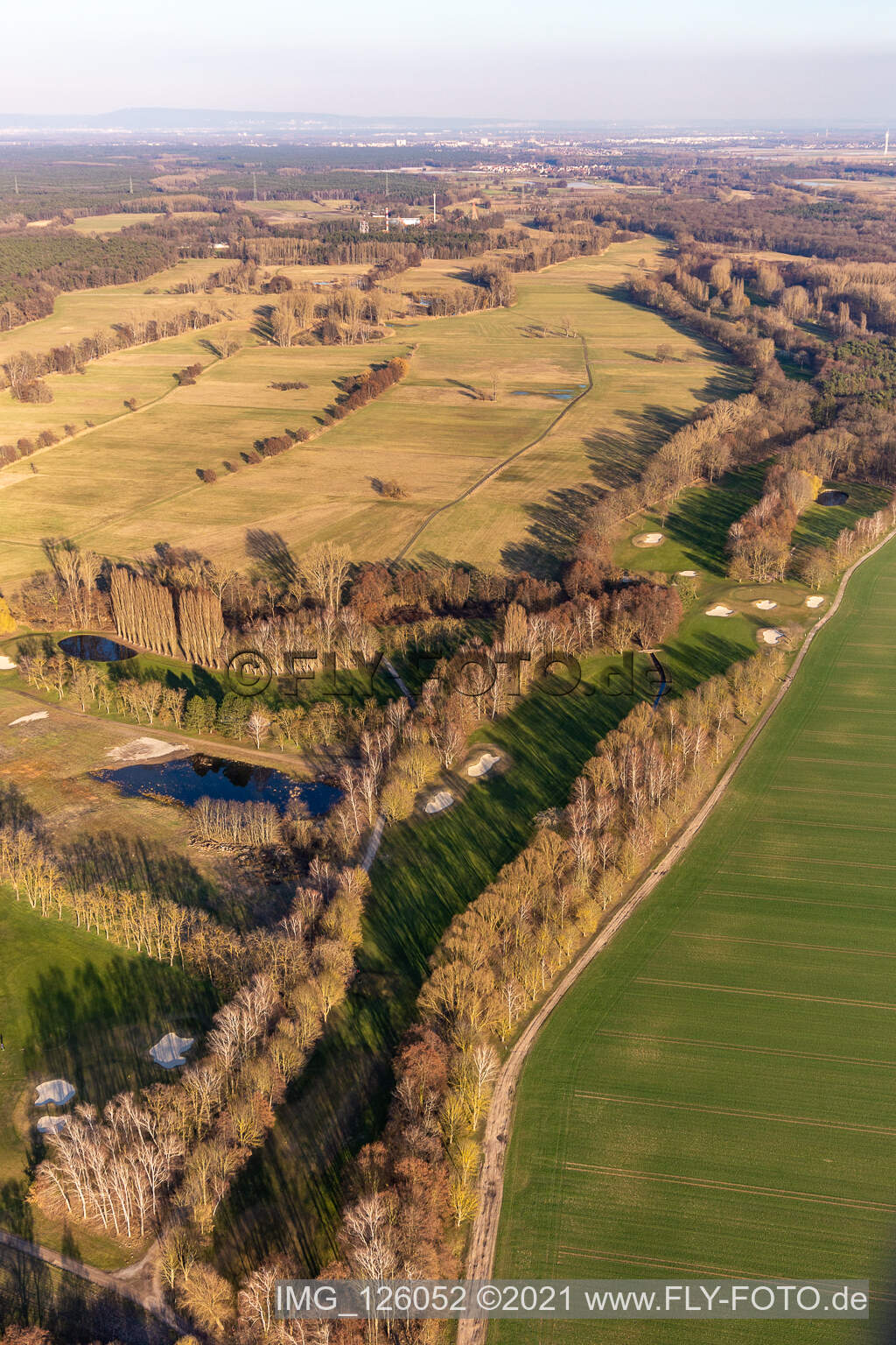 Vue oblique de Terrain du Golf Club Pfalz à le quartier Geinsheim in Neustadt an der Weinstraße dans le département Rhénanie-Palatinat, Allemagne