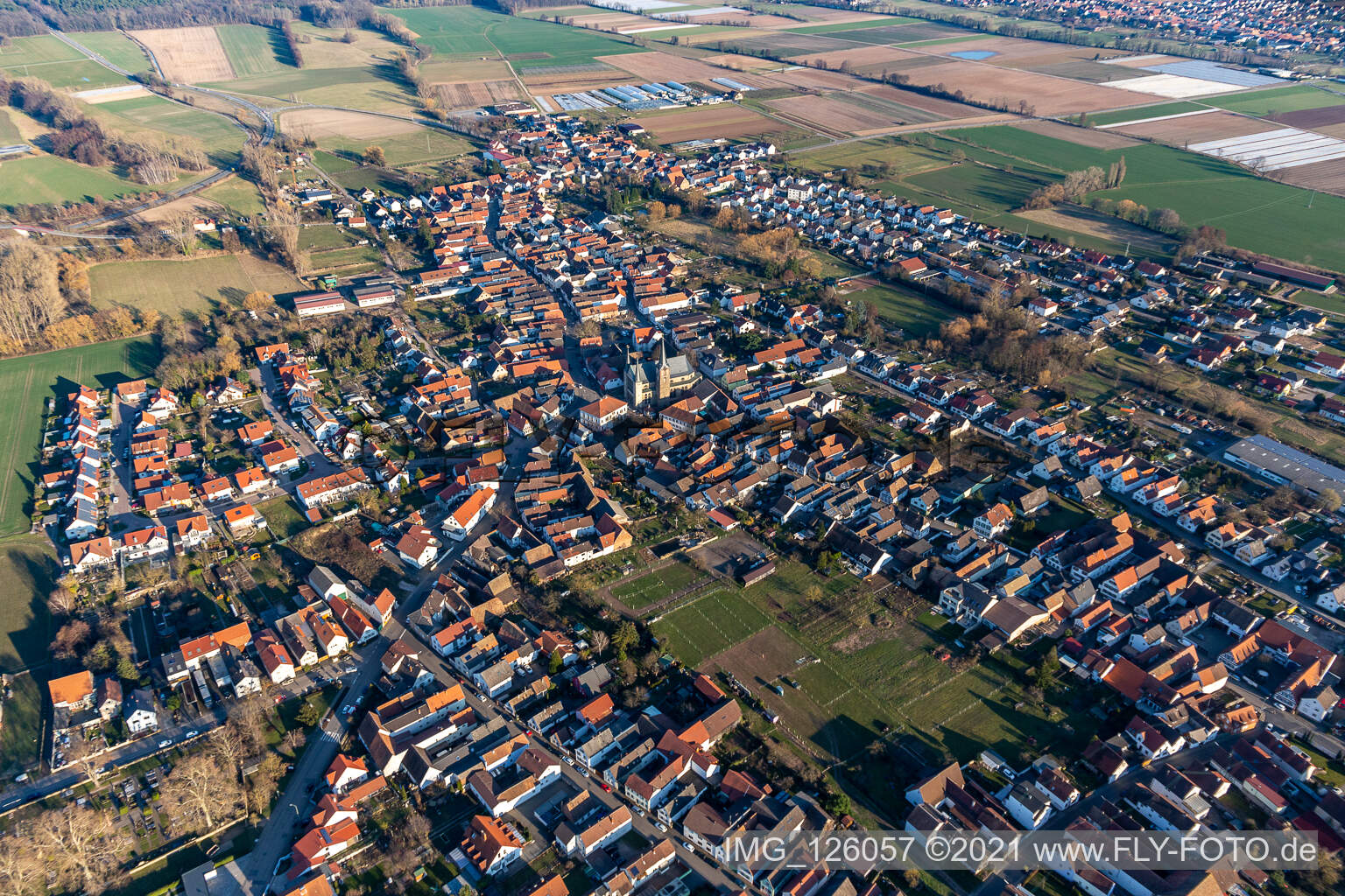 Quartier Geinsheim in Neustadt an der Weinstraße dans le département Rhénanie-Palatinat, Allemagne depuis l'avion