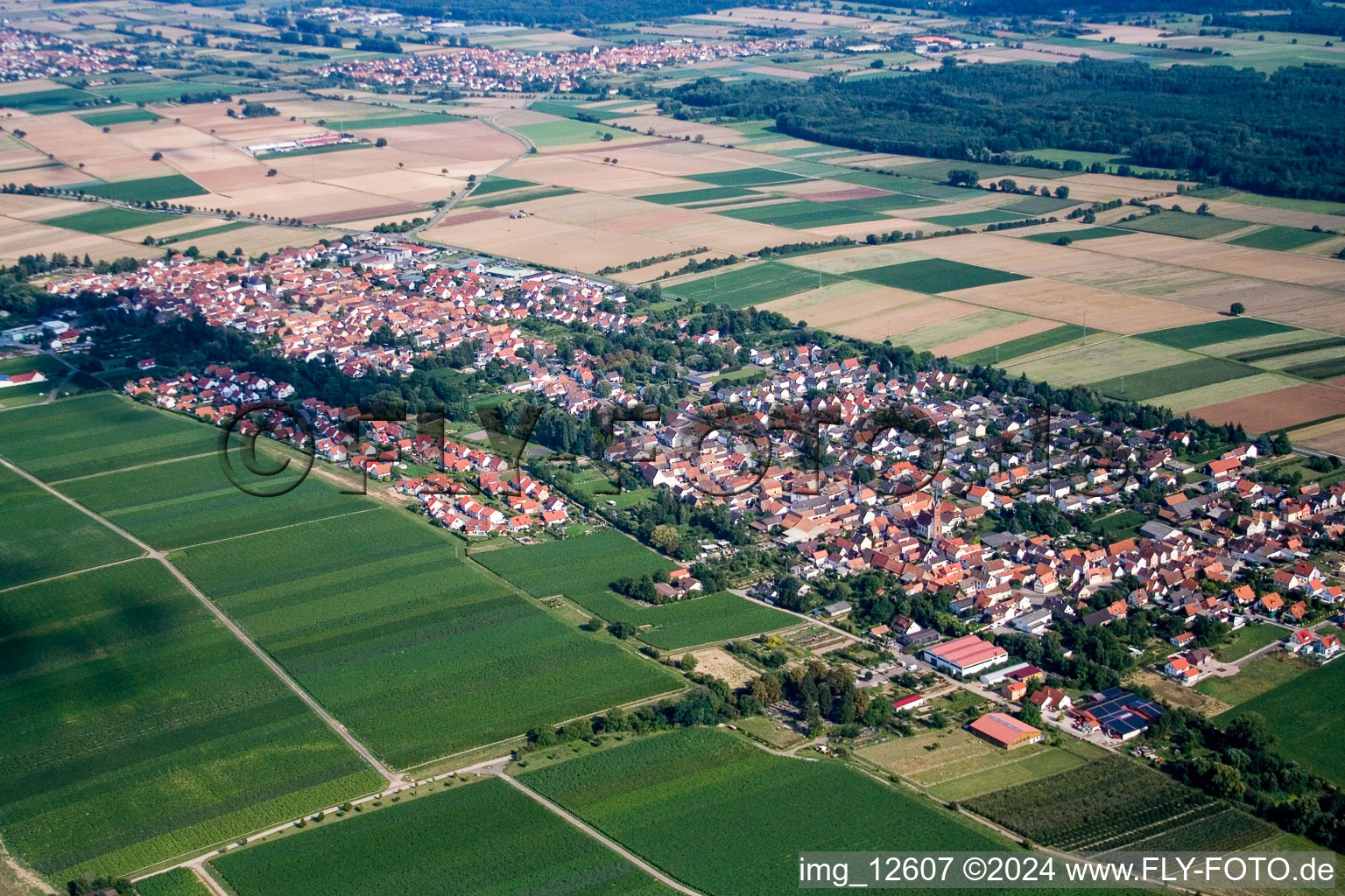 Vue aérienne de Oberhochstadt à le quartier Niederhochstadt in Hochstadt dans le département Rhénanie-Palatinat, Allemagne