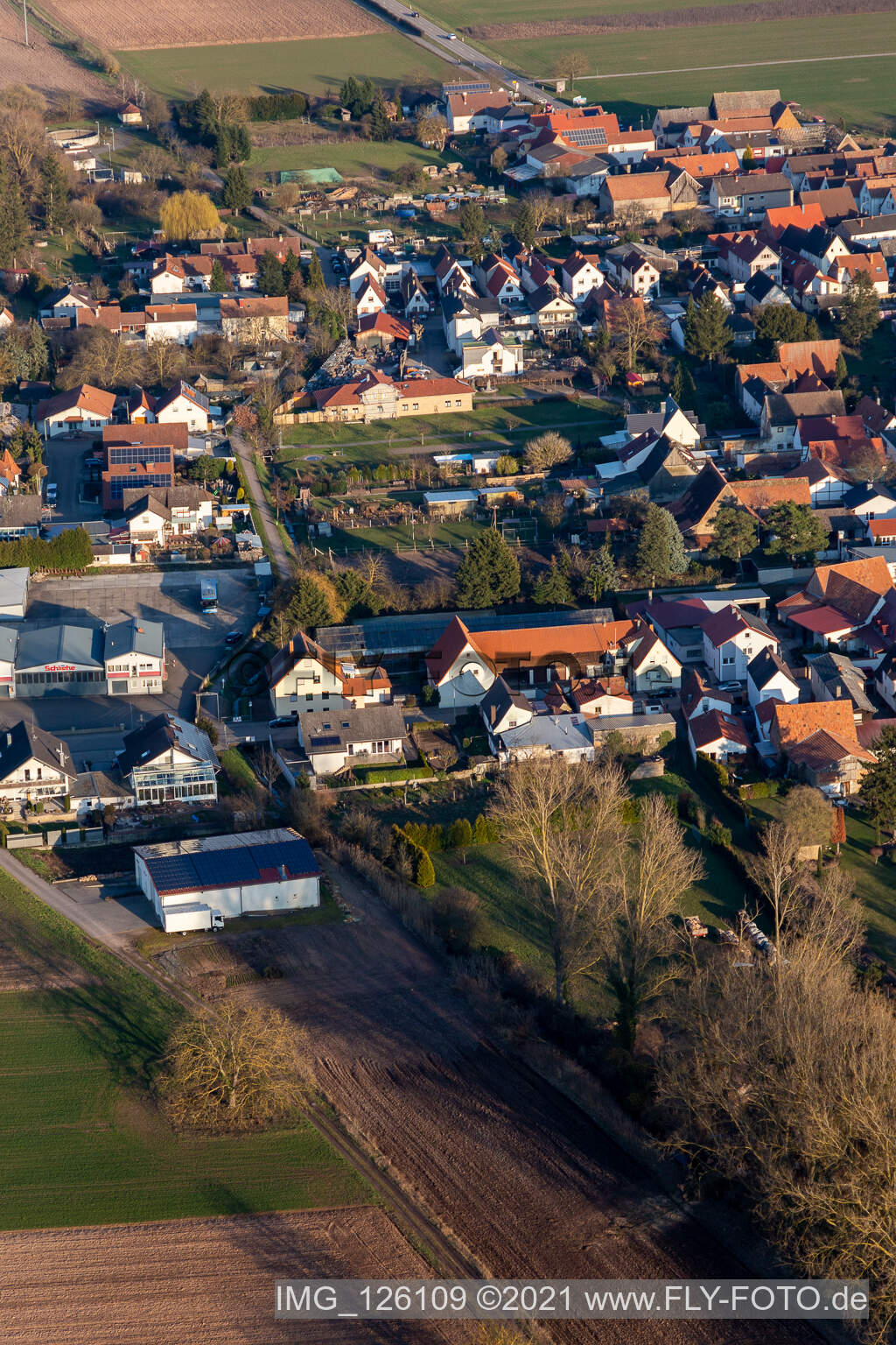 Photographie aérienne de Knittelsheim dans le département Rhénanie-Palatinat, Allemagne