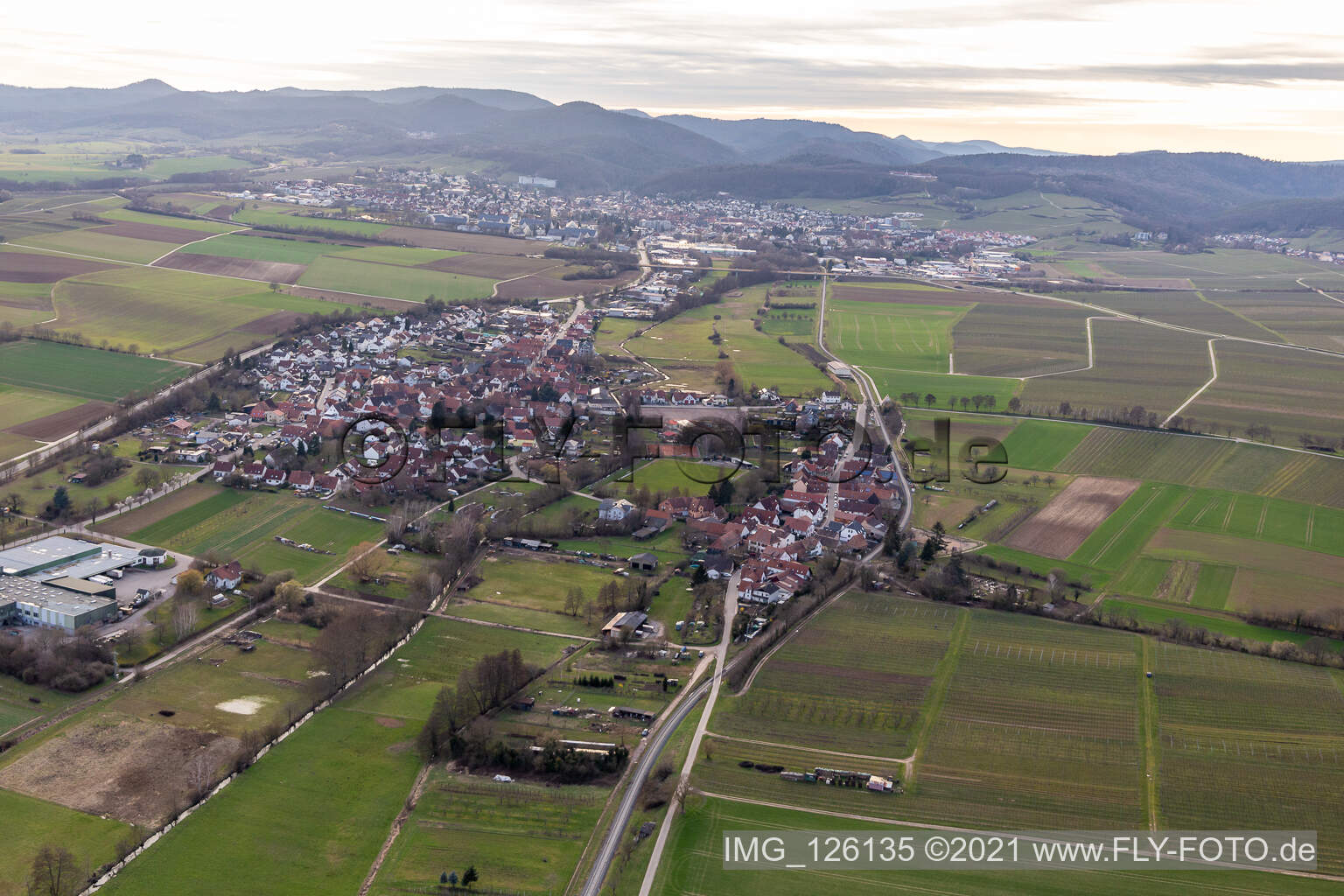 Quartier Drusweiler in Kapellen-Drusweiler dans le département Rhénanie-Palatinat, Allemagne vue d'en haut