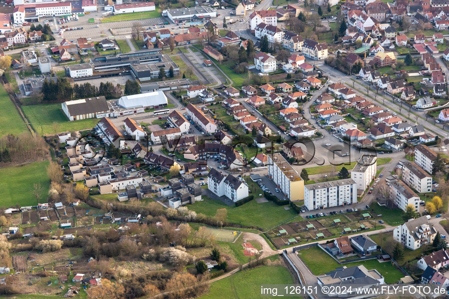 Vue oblique de Wissembourg dans le département Bas Rhin, France