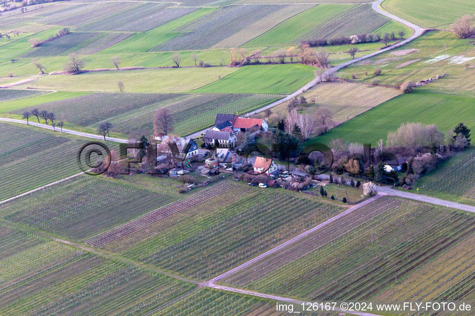 Vue oblique de Windhof, frontière verte avec la France à Schweighofen dans le département Rhénanie-Palatinat, Allemagne