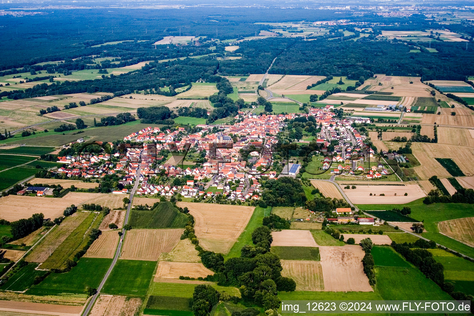 Vue aérienne de De l'ouest à le quartier Geinsheim in Neustadt an der Weinstraße dans le département Rhénanie-Palatinat, Allemagne