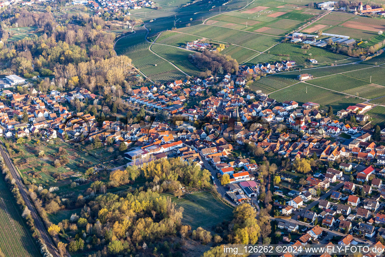 Vue aérienne de Siebeldingen dans le département Rhénanie-Palatinat, Allemagne