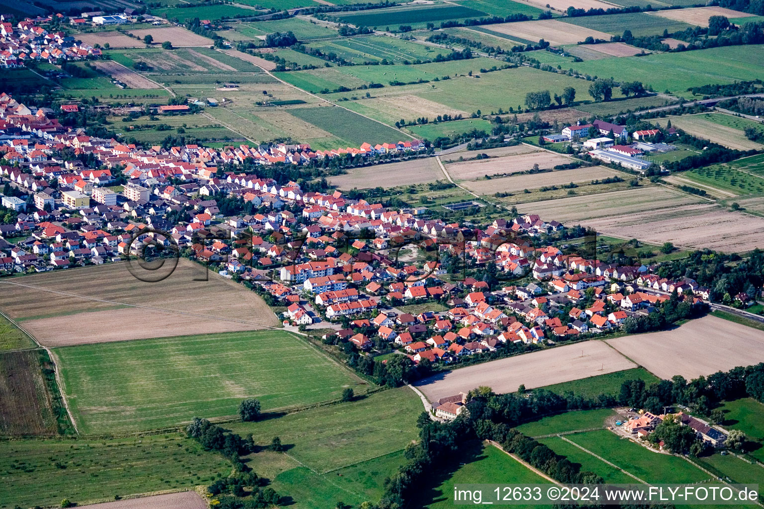 Vue oblique de Haßloch dans le département Rhénanie-Palatinat, Allemagne