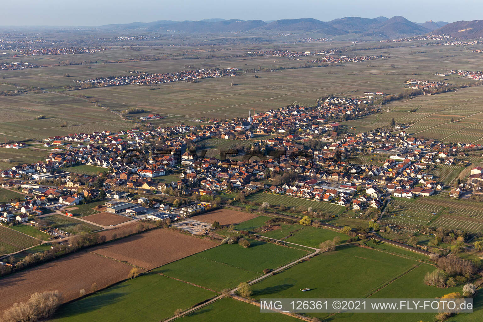 Edesheim dans le département Rhénanie-Palatinat, Allemagne vue du ciel