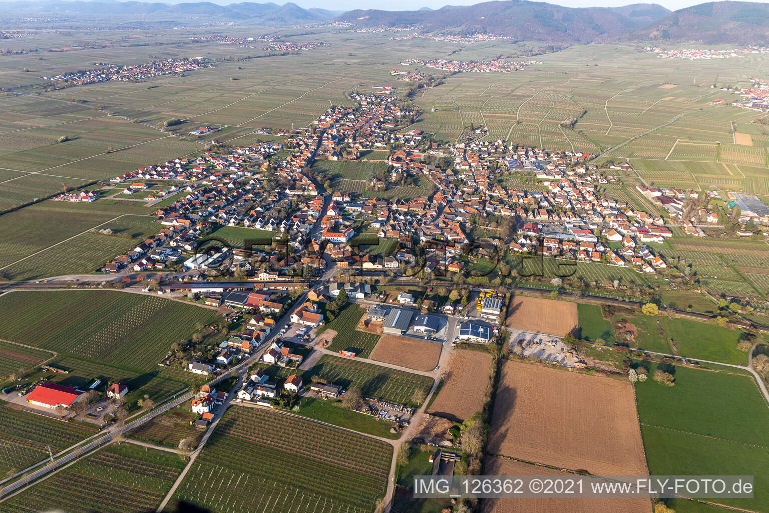 Enregistrement par drone de Edesheim dans le département Rhénanie-Palatinat, Allemagne