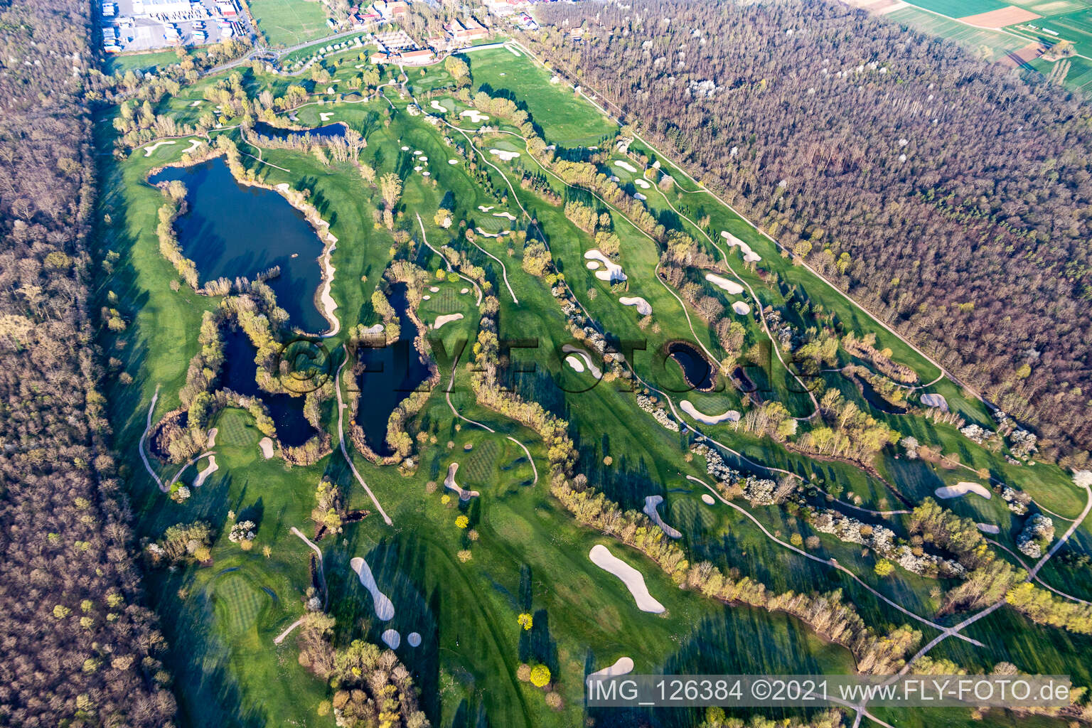 Vue oblique de Domaine de campagne golf Dreihof - GOLF Absolute à le quartier Dreihof in Essingen dans le département Rhénanie-Palatinat, Allemagne