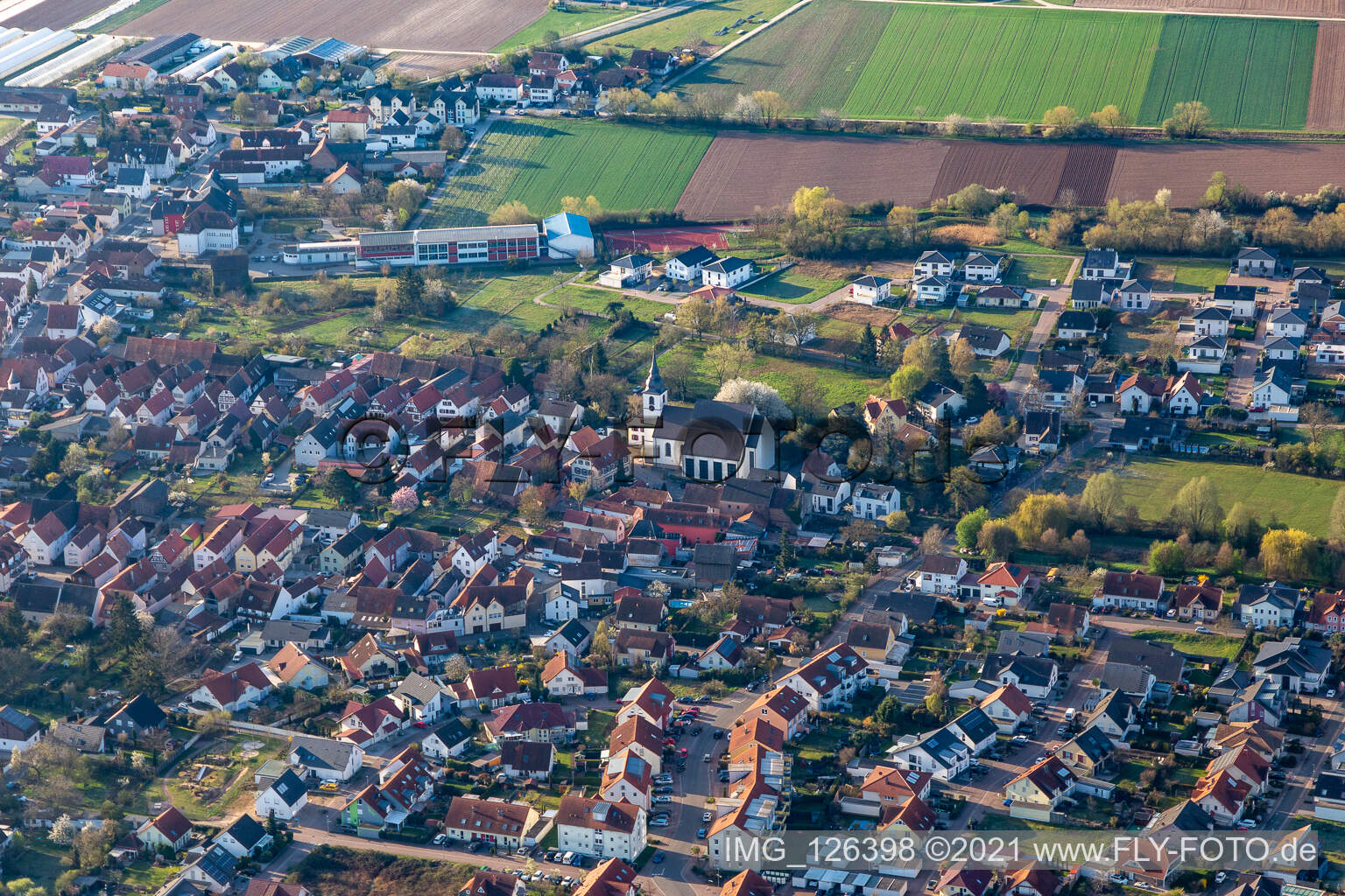 Photographie aérienne de Quartier Offenbach in Offenbach an der Queich dans le département Rhénanie-Palatinat, Allemagne