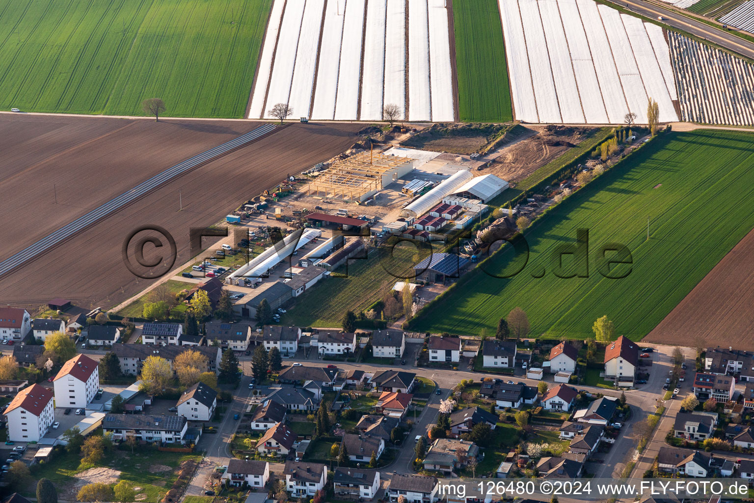 Vue aérienne de Aussiedlerhof, Biohof Kugelmann à Kandel dans le département Rhénanie-Palatinat, Allemagne