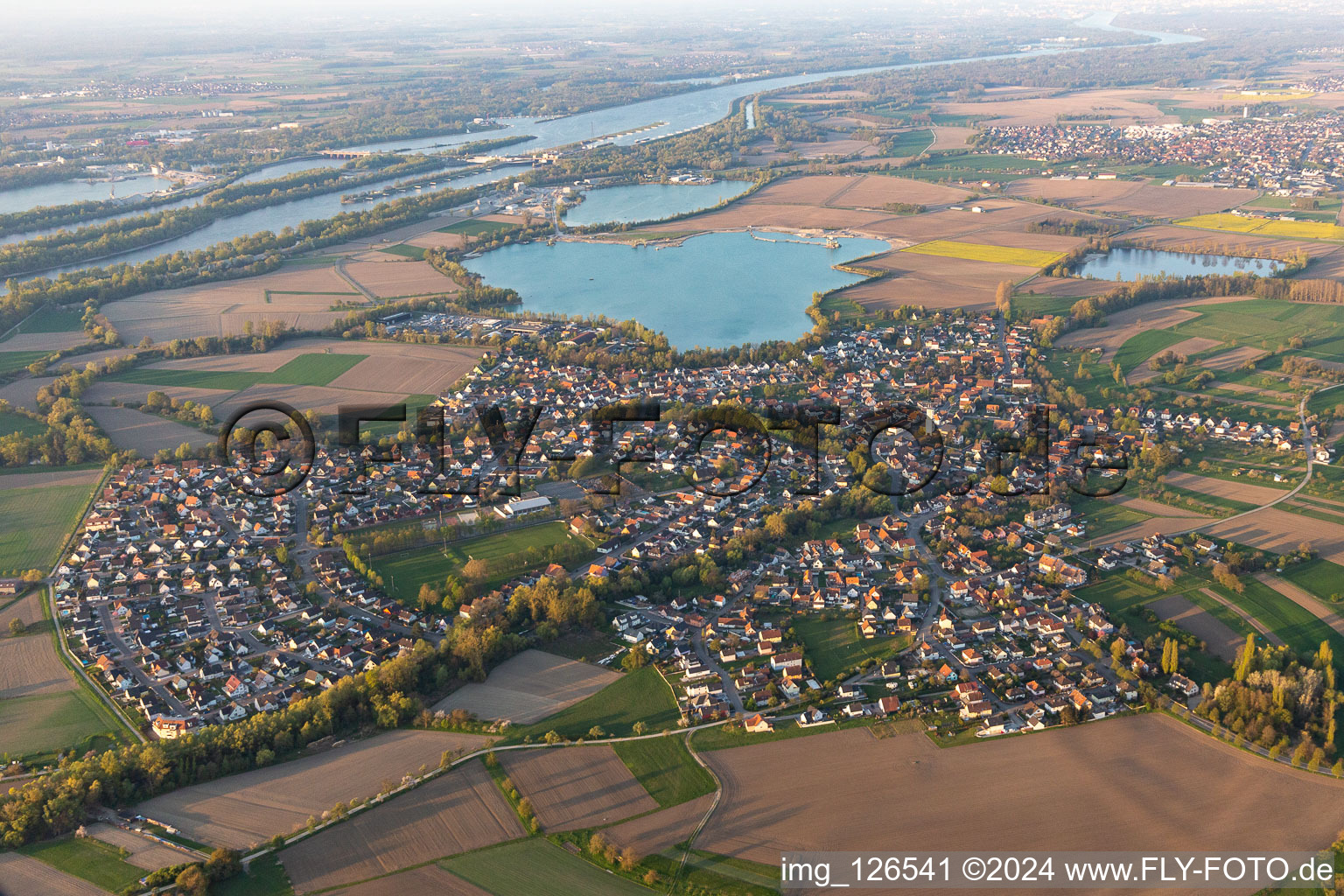 Vue oblique de Offendorf dans le département Bas Rhin, France