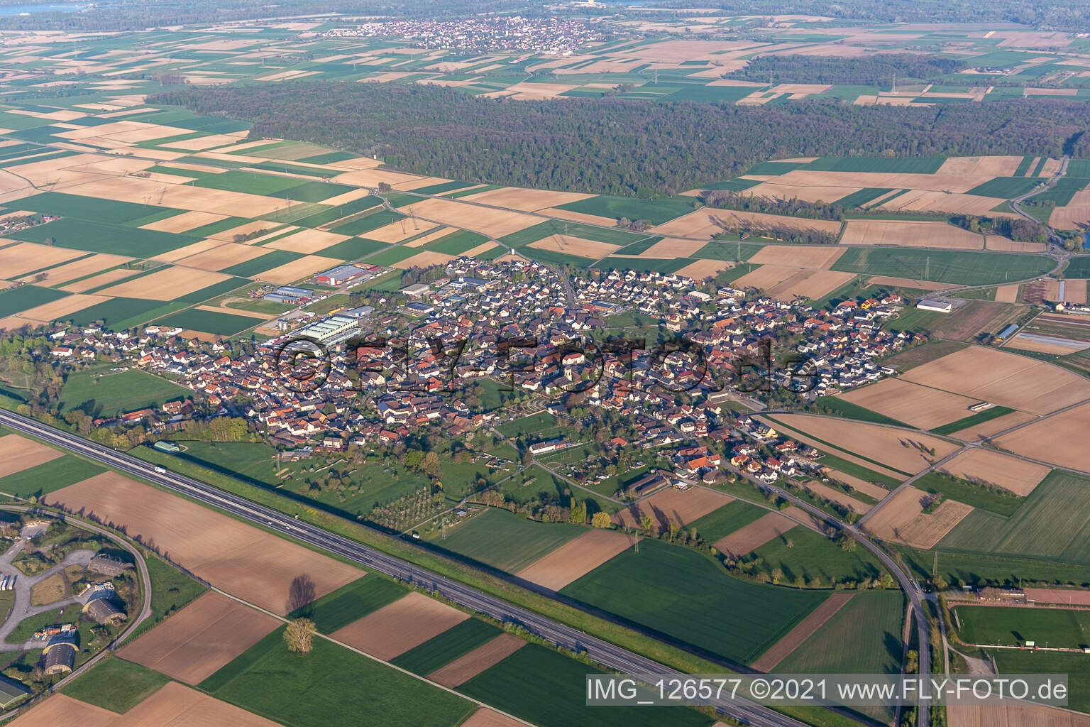 Vue aérienne de Court à Meißenheim dans le département Bade-Wurtemberg, Allemagne