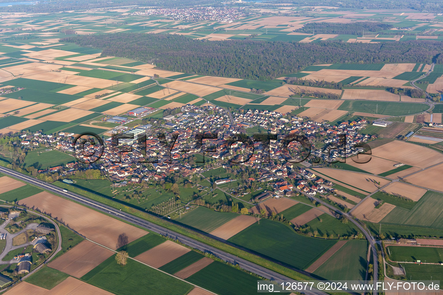 Vue aérienne de Quartier Kürzell in Meißenheim dans le département Bade-Wurtemberg, Allemagne