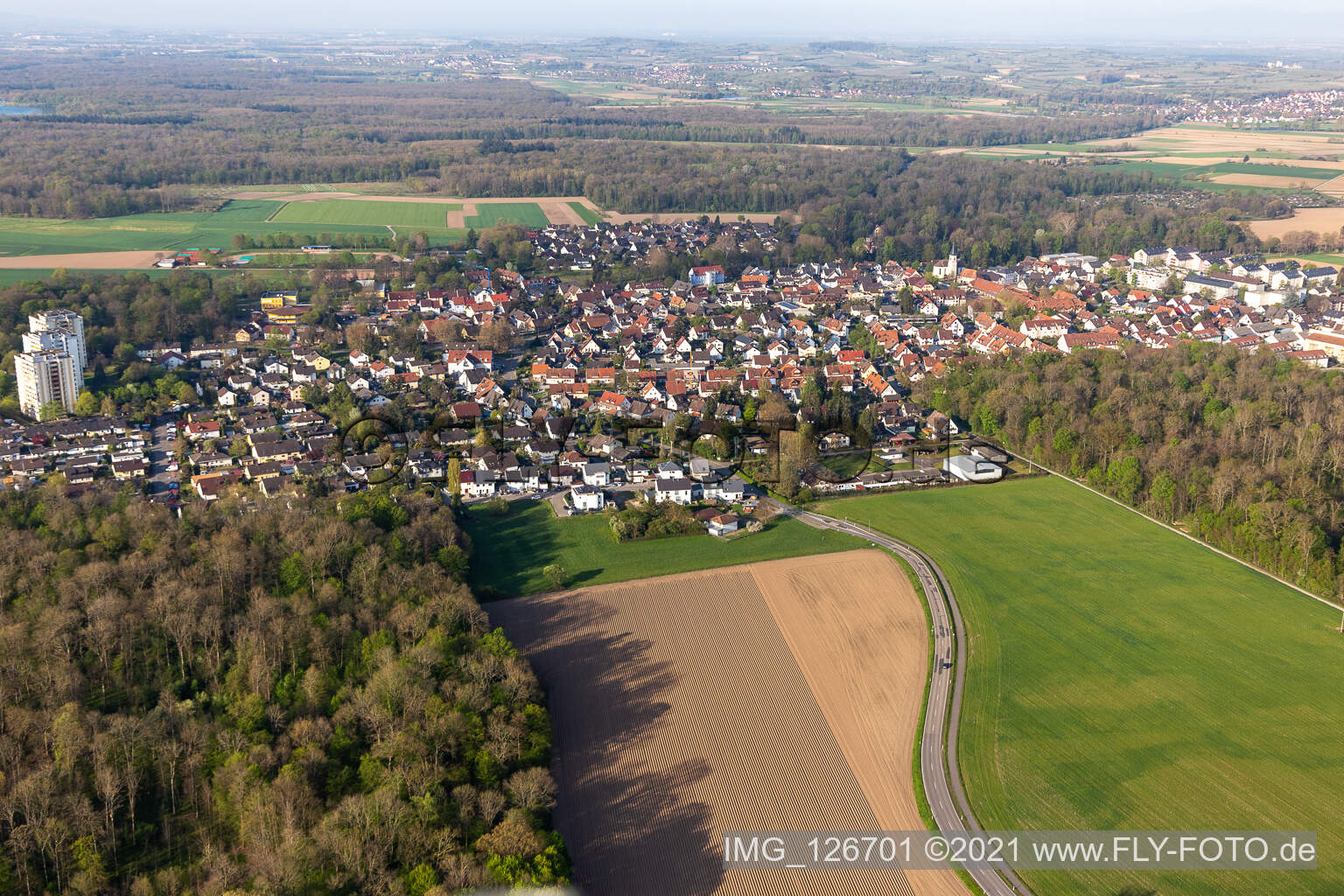 Vue aérienne de Umkirch dans le département Bade-Wurtemberg, Allemagne