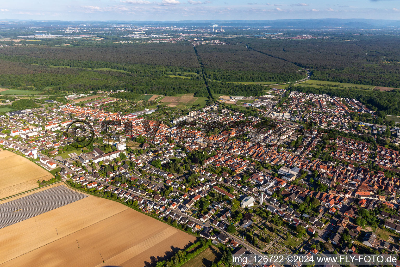 Vue aérienne de Kandel dans le département Rhénanie-Palatinat, Allemagne