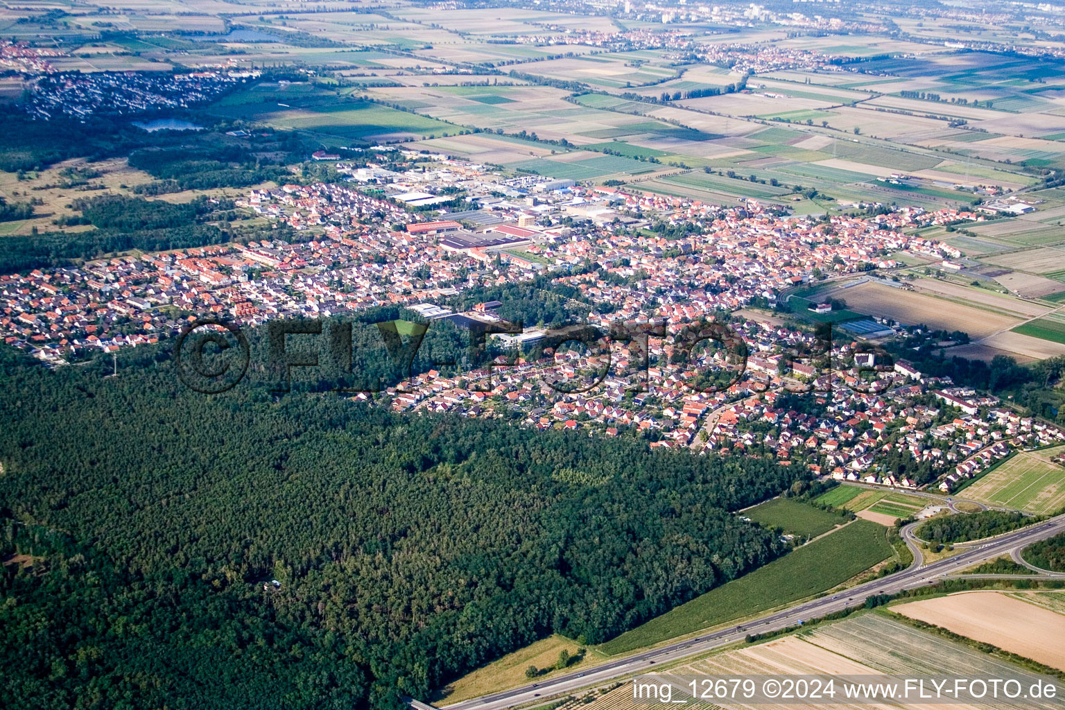 Vue aérienne de Ellerstadt dans le département Rhénanie-Palatinat, Allemagne