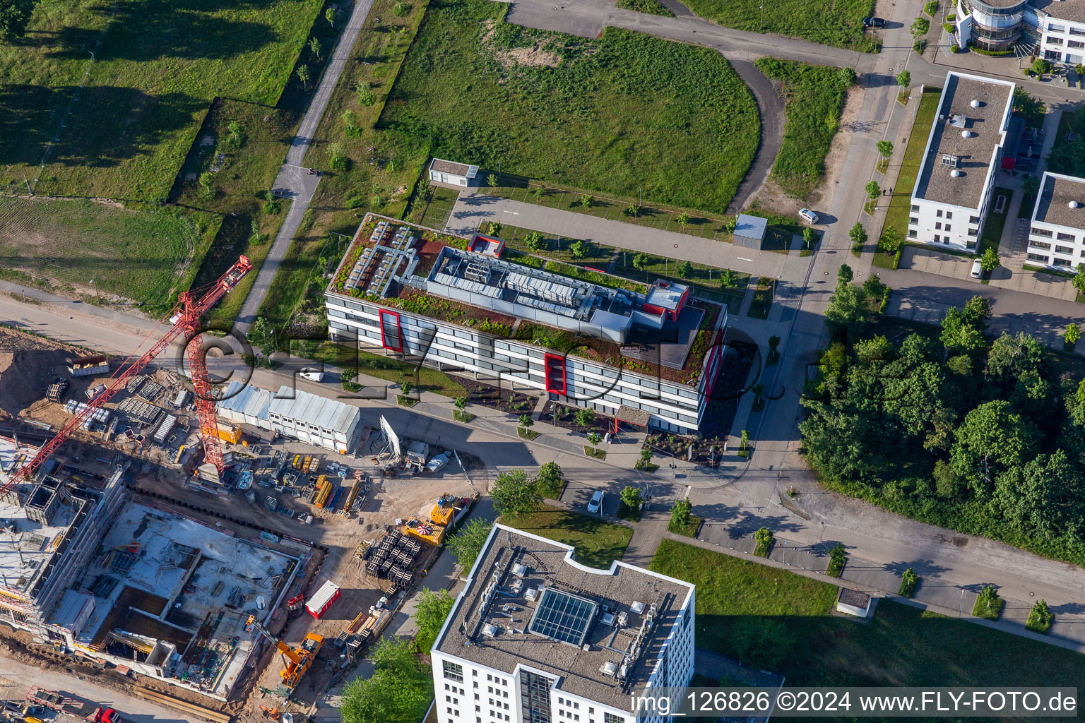 Vue aérienne de Parc technologique à le quartier Rintheim in Karlsruhe dans le département Bade-Wurtemberg, Allemagne