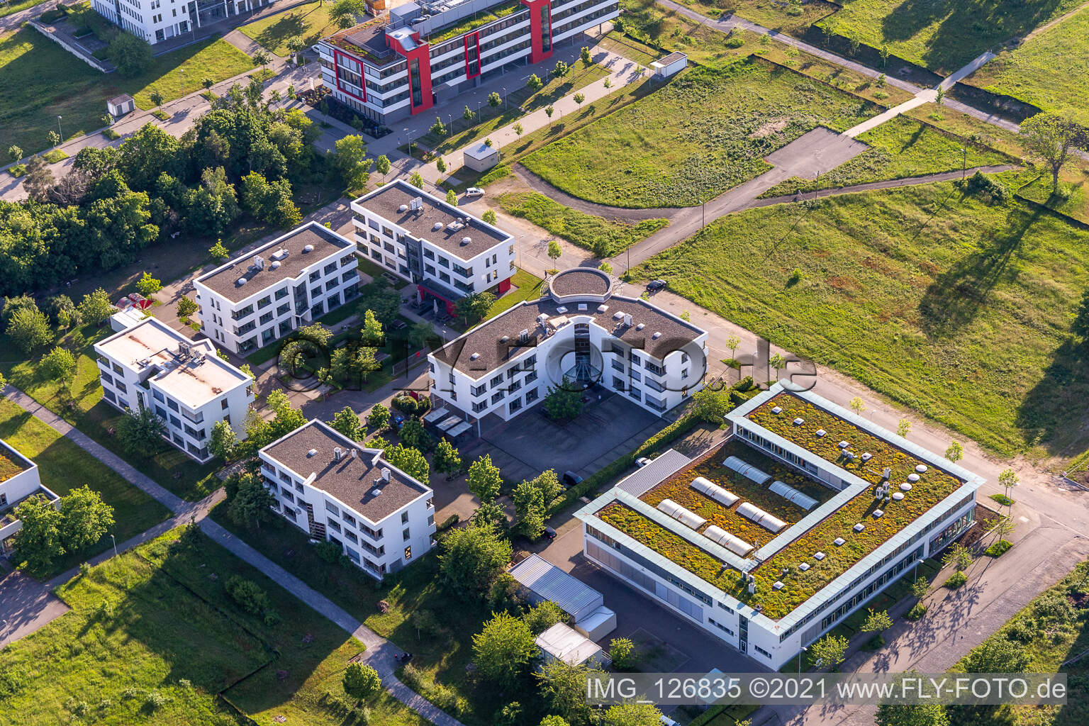 Photographie aérienne de Parc technologique à le quartier Rintheim in Karlsruhe dans le département Bade-Wurtemberg, Allemagne