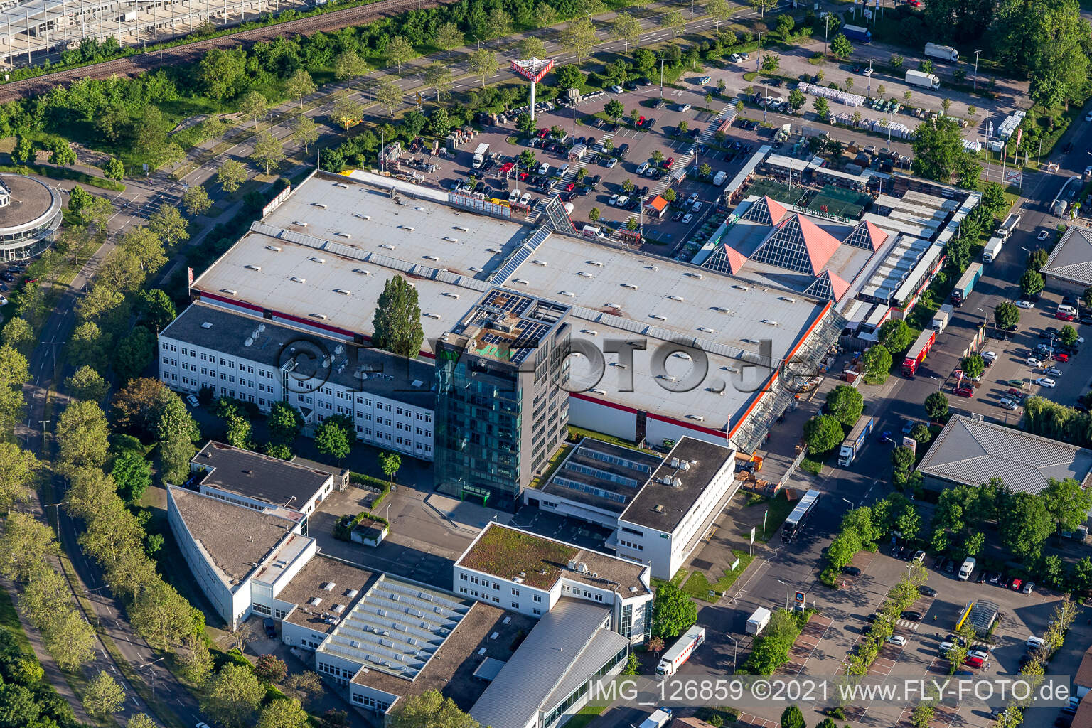 Vue aérienne de INIT, Bauhaus Oststadt à le quartier Oststadt in Karlsruhe dans le département Bade-Wurtemberg, Allemagne