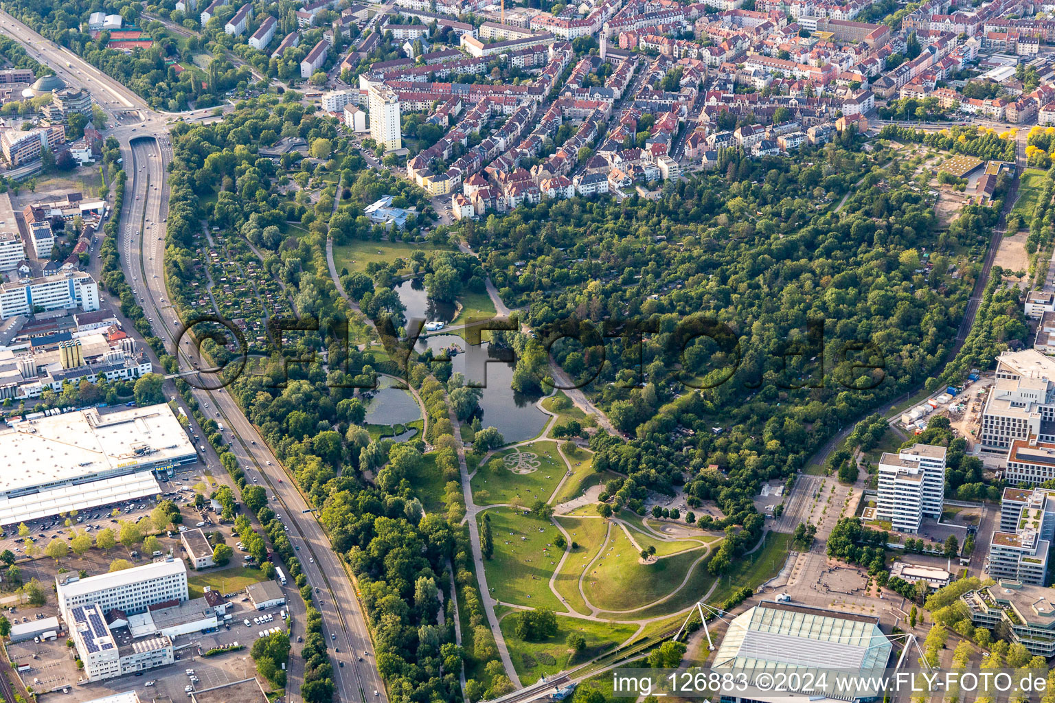 Vue aérienne de Installation Günter Klotz à le quartier Südweststadt in Karlsruhe dans le département Bade-Wurtemberg, Allemagne