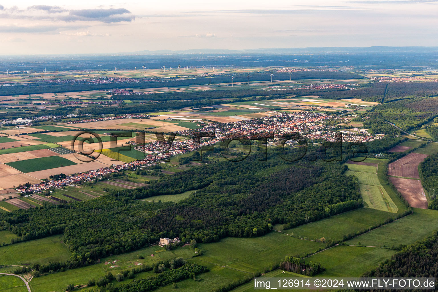 Vue oblique de Kandel dans le département Rhénanie-Palatinat, Allemagne