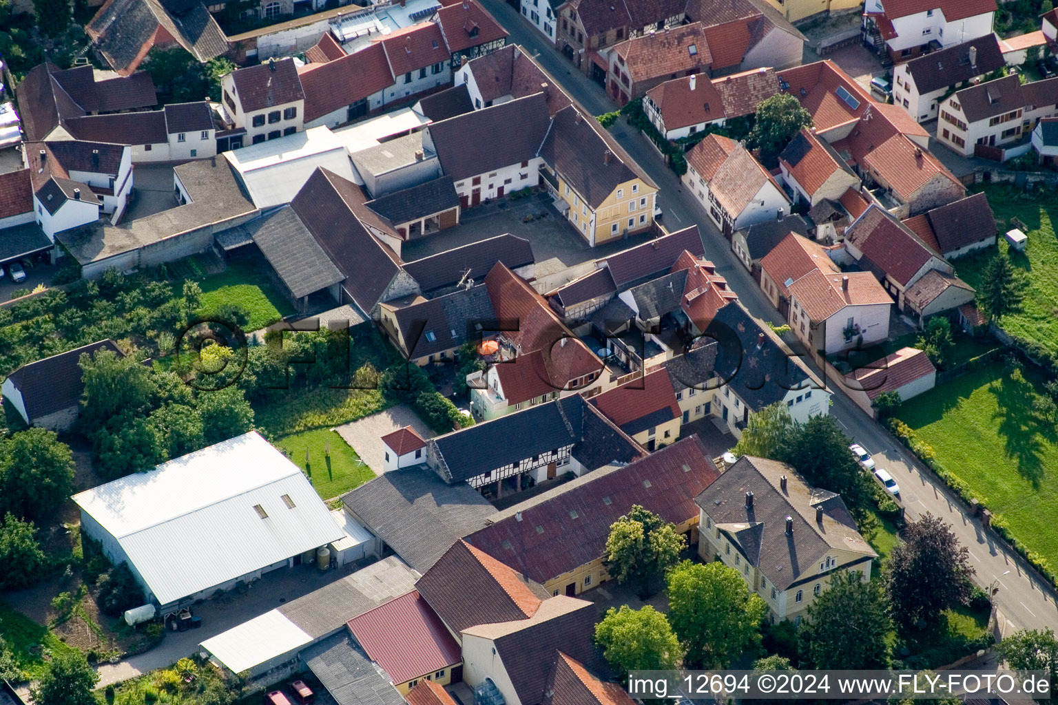 Vue oblique de Großkarlbach dans le département Rhénanie-Palatinat, Allemagne