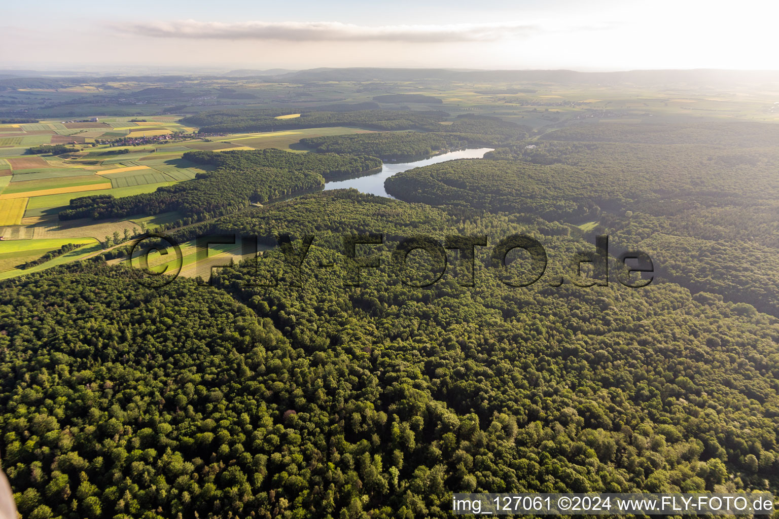 Lac Ellertshäuser à le quartier Altenmünster in Stadtlauringen dans le département Bavière, Allemagne depuis l'avion