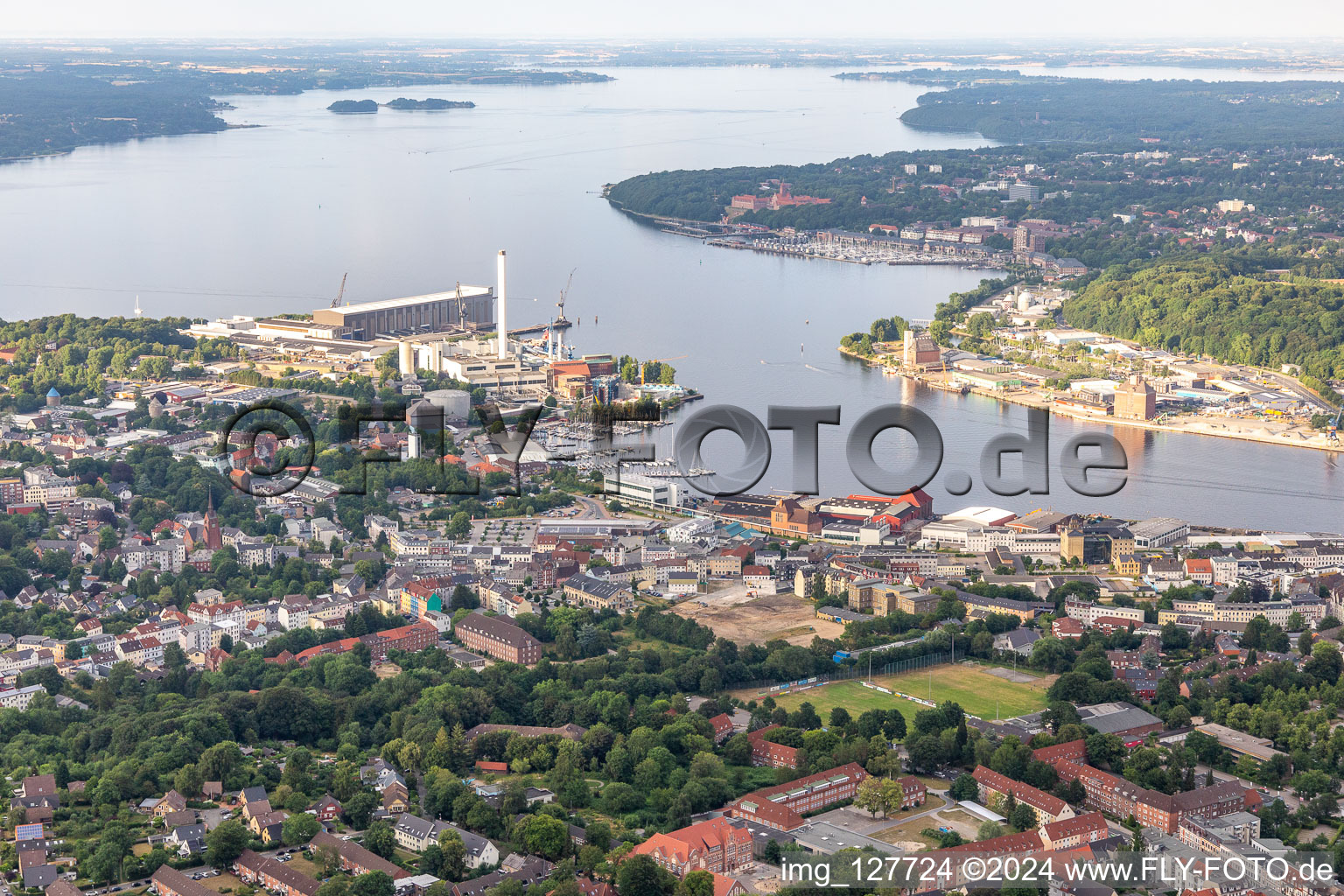 Vue aérienne de Gué à Flensburg dans le département Schleswig-Holstein, Allemagne