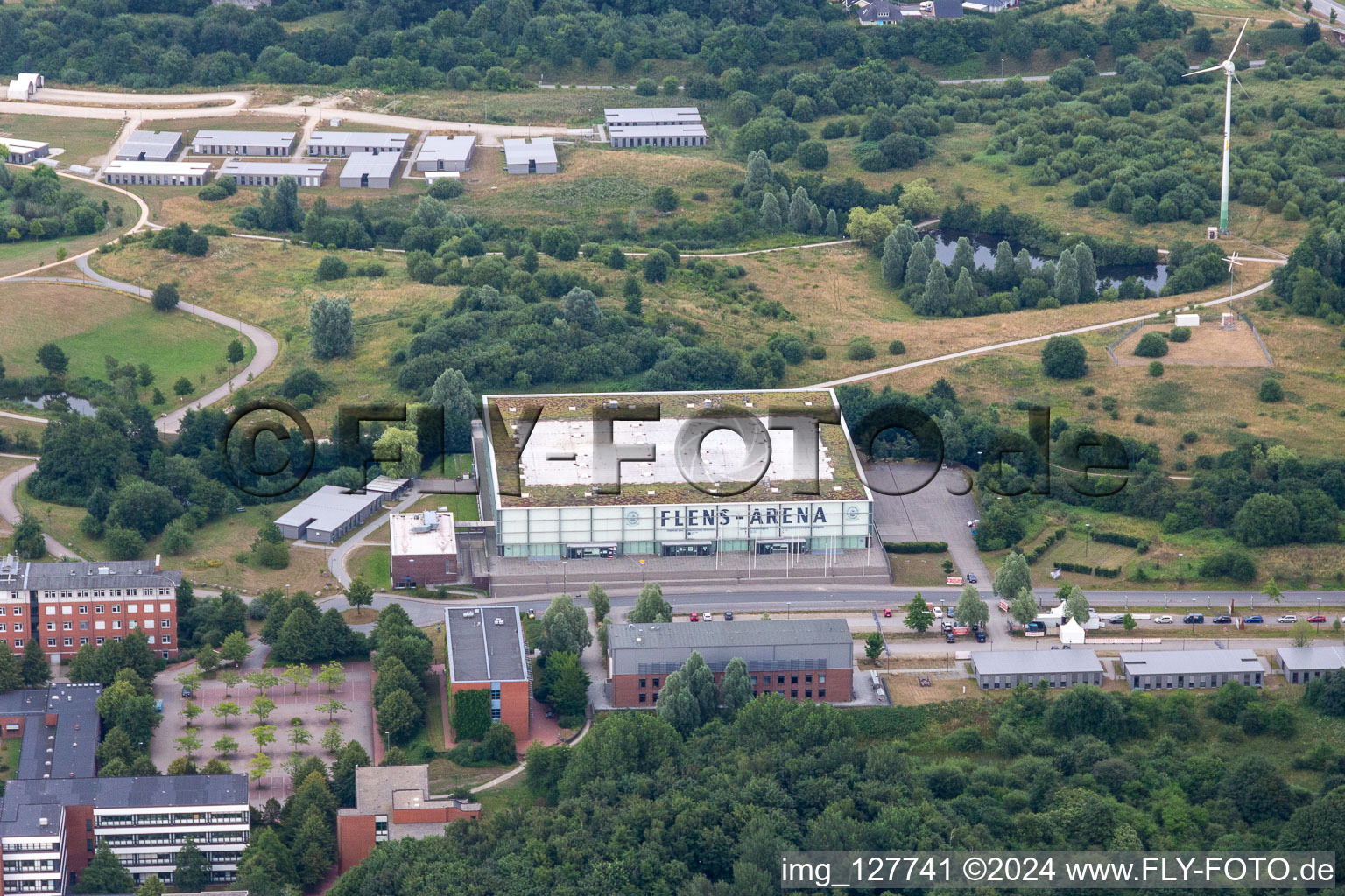 Vue aérienne de Arènes de Flens à le quartier Sünderup in Flensburg dans le département Schleswig-Holstein, Allemagne