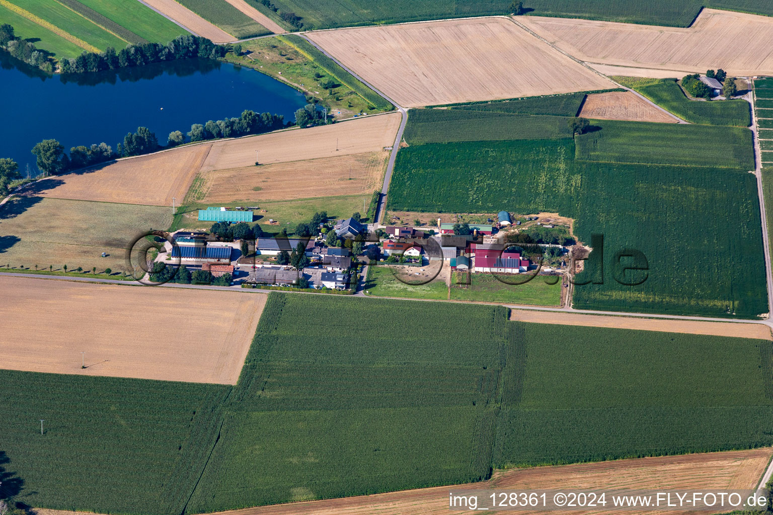 Vue aérienne de Burgerhof, Jägerhof à Neupotz dans le département Rhénanie-Palatinat, Allemagne