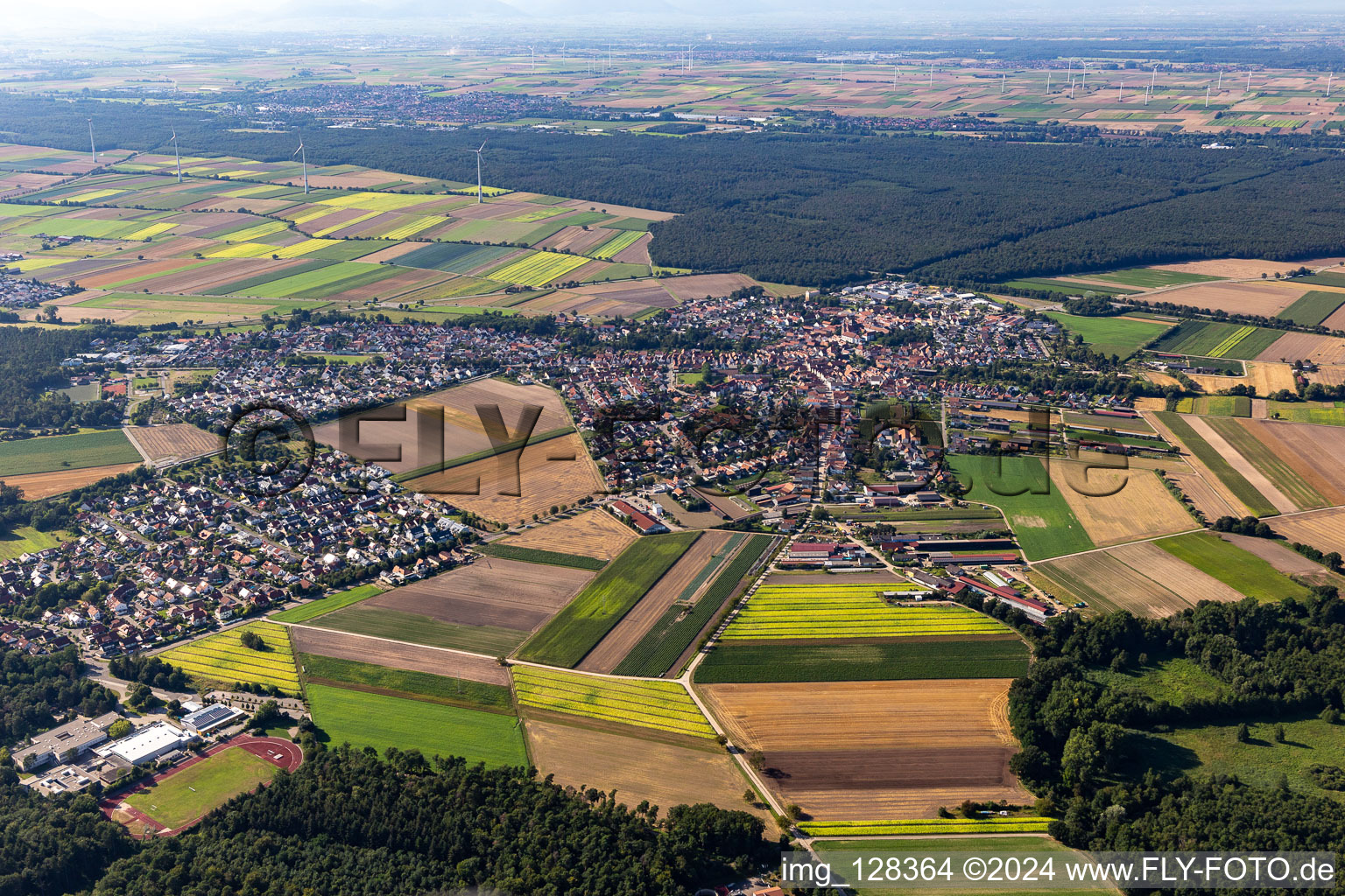 Rheinzabern dans le département Rhénanie-Palatinat, Allemagne vue d'en haut