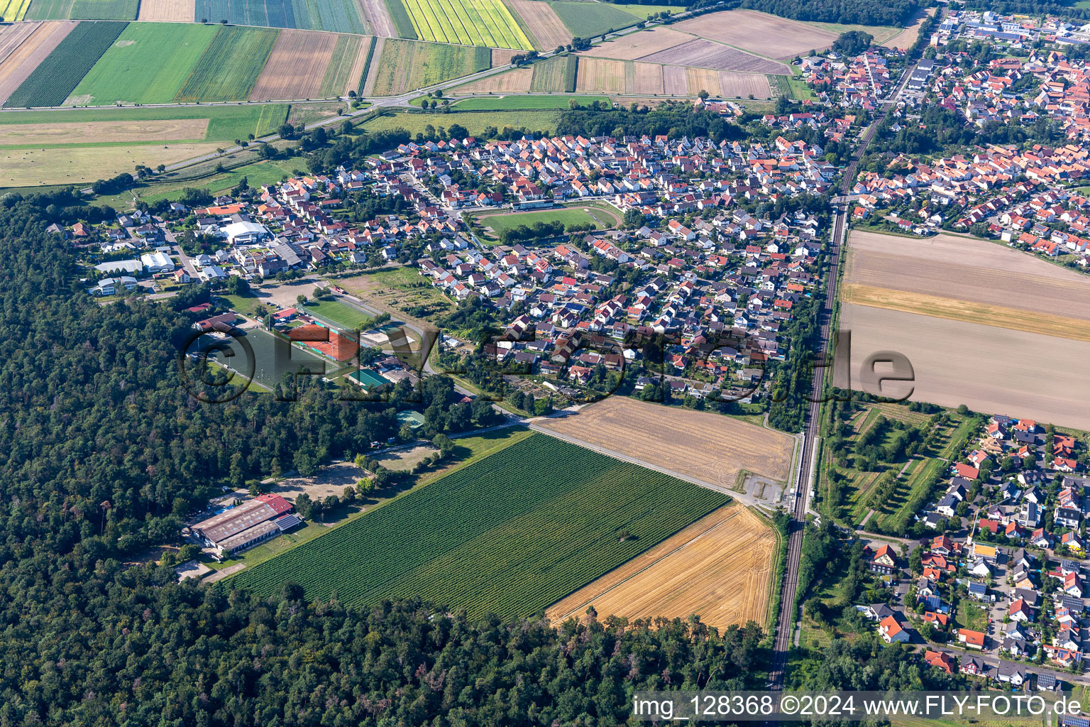 Rheinzabern dans le département Rhénanie-Palatinat, Allemagne depuis l'avion