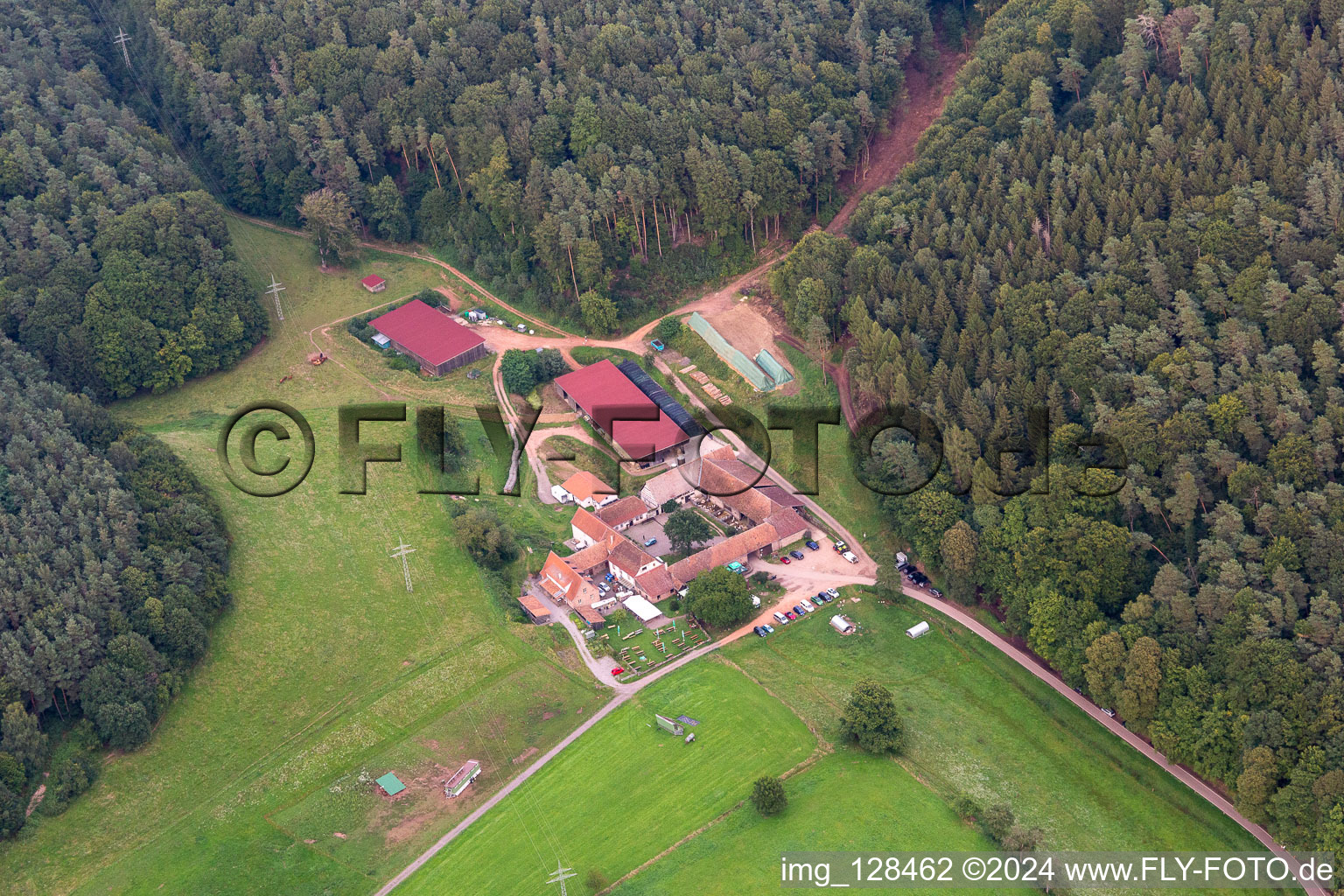 Vue aérienne de Bärenbrunnerhof à Oberschlettenbach dans le département Rhénanie-Palatinat, Allemagne