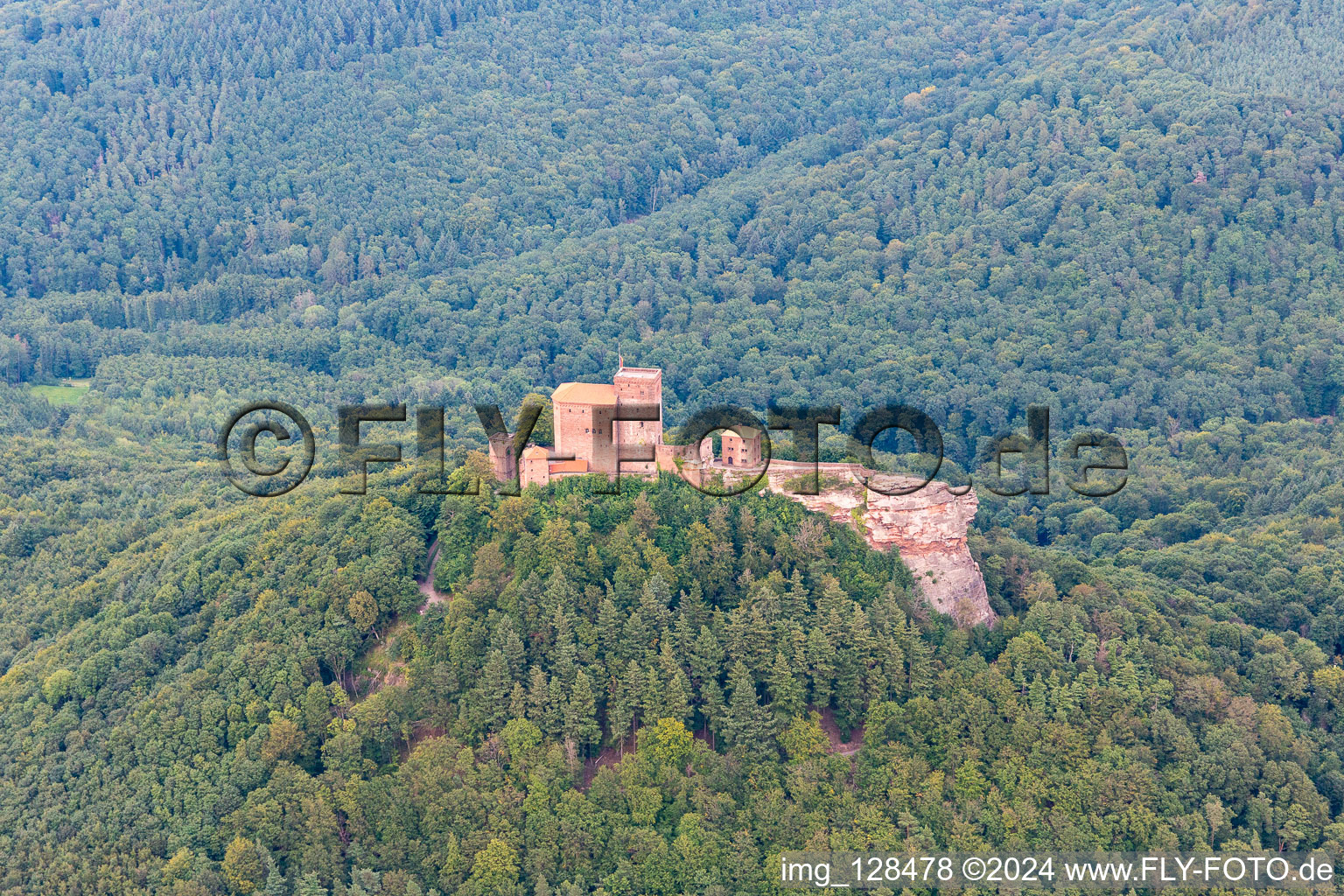 Château de Trifels à le quartier Bindersbach in Annweiler am Trifels dans le département Rhénanie-Palatinat, Allemagne hors des airs