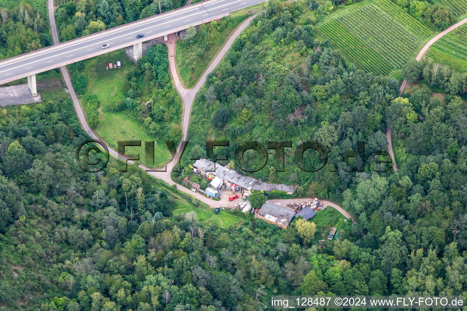 Vue aérienne de Dans le Klemmental à Albersweiler dans le département Rhénanie-Palatinat, Allemagne