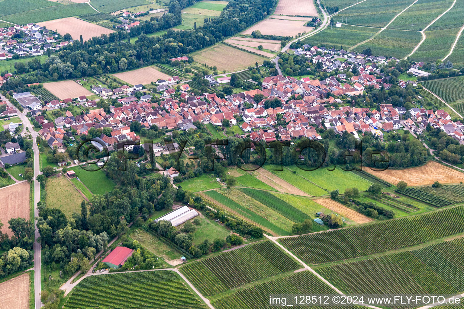 Quartier Heuchelheim in Heuchelheim-Klingen dans le département Rhénanie-Palatinat, Allemagne du point de vue du drone