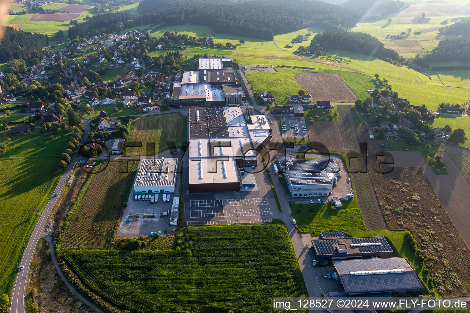 Photographie aérienne de Site de l'usine Saier Verpackungstechnik à le quartier Peterzell in Alpirsbach dans le département Bade-Wurtemberg, Allemagne