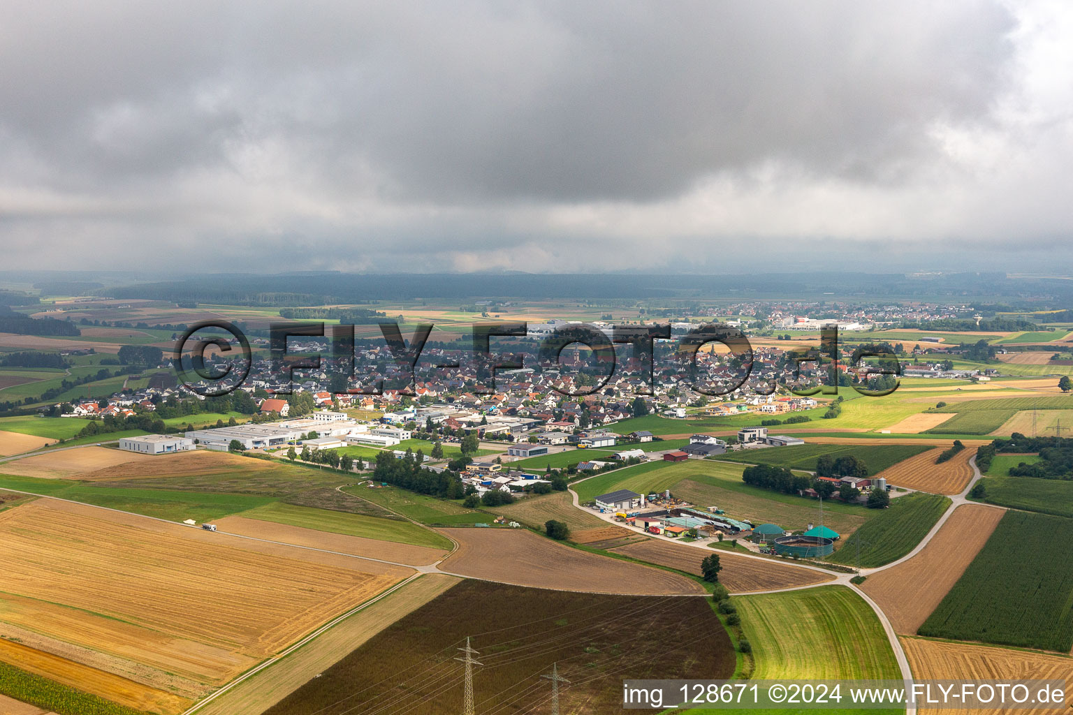 Vue oblique de Dunningen dans le département Bade-Wurtemberg, Allemagne