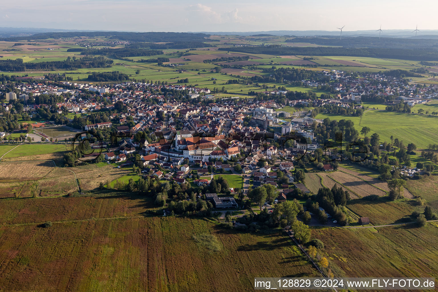 Vue aérienne de Vue des rues et des maisons des quartiers résidentiels à Bad Buchau dans le département Bade-Wurtemberg, Allemagne