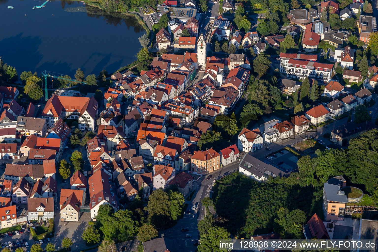 Vue aérienne de Porte de Wurzach à Bad Waldsee dans le département Bade-Wurtemberg, Allemagne