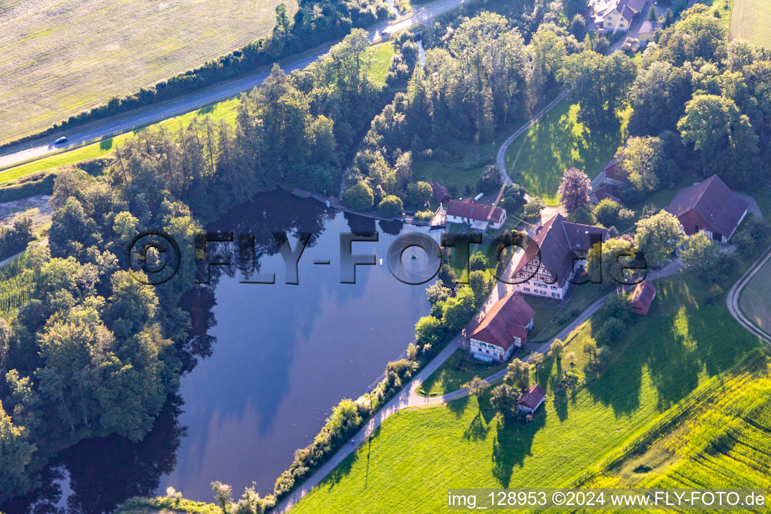 Vue aérienne de Forgeron d'art Eichler à le quartier Tannweiler in Aulendorf dans le département Bade-Wurtemberg, Allemagne